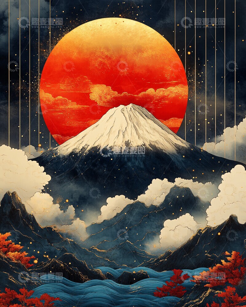 高清大图下载【趣麦麦图】富士山日出富士山日出雪峰