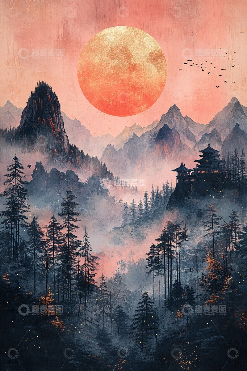 高清大图下载【趣麦麦图】梦幻夜晚装饰画2