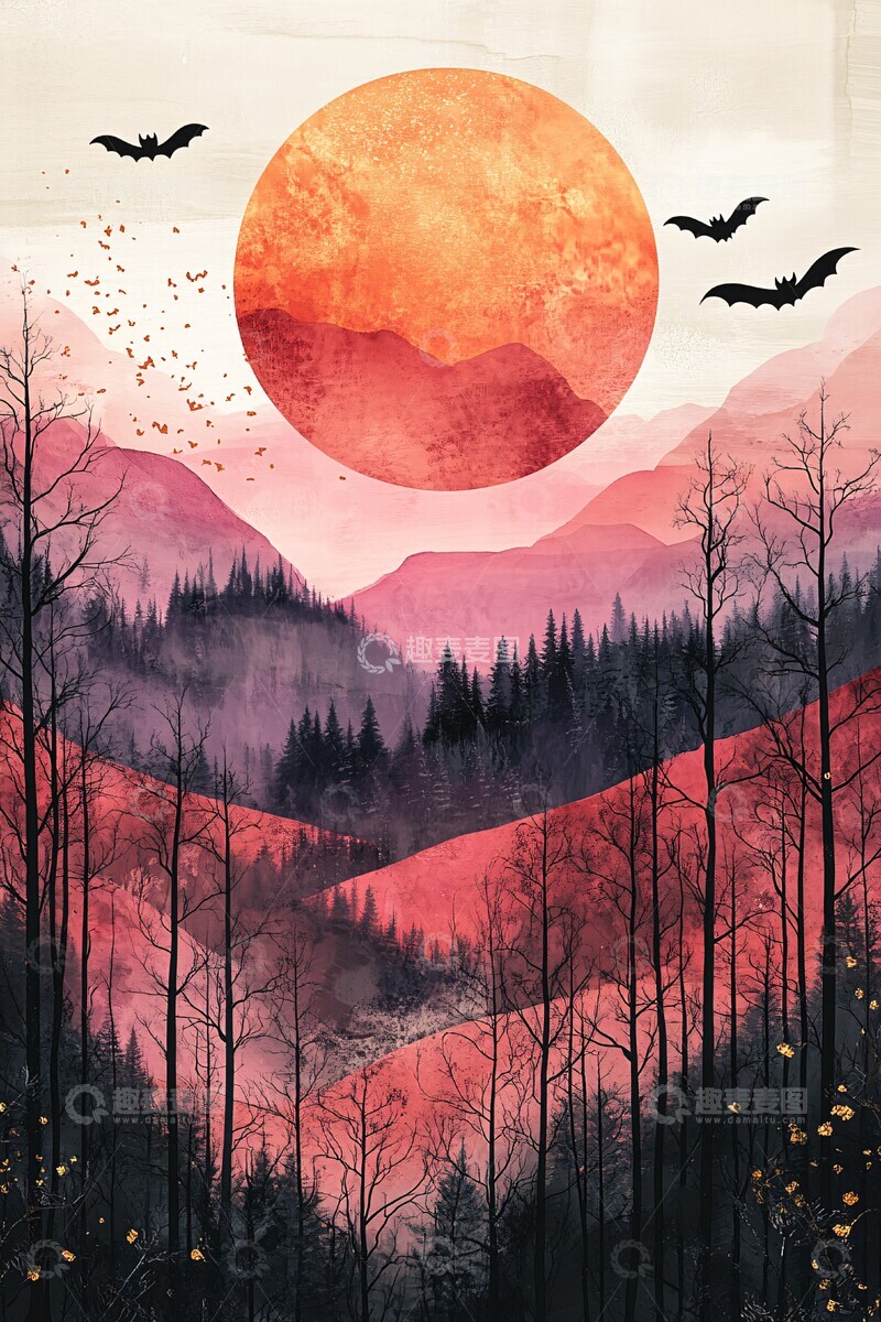 高清大图下载【趣麦麦图】梦幻夜晚装饰画