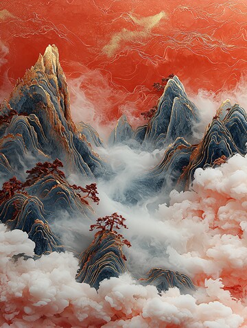 金丝玉雕云山图1