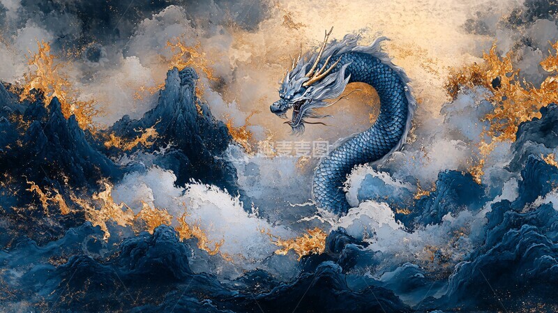 高清大图下载【趣麦麦图】龙形山水画卷1