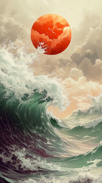 波涛日出日出太阳天空1