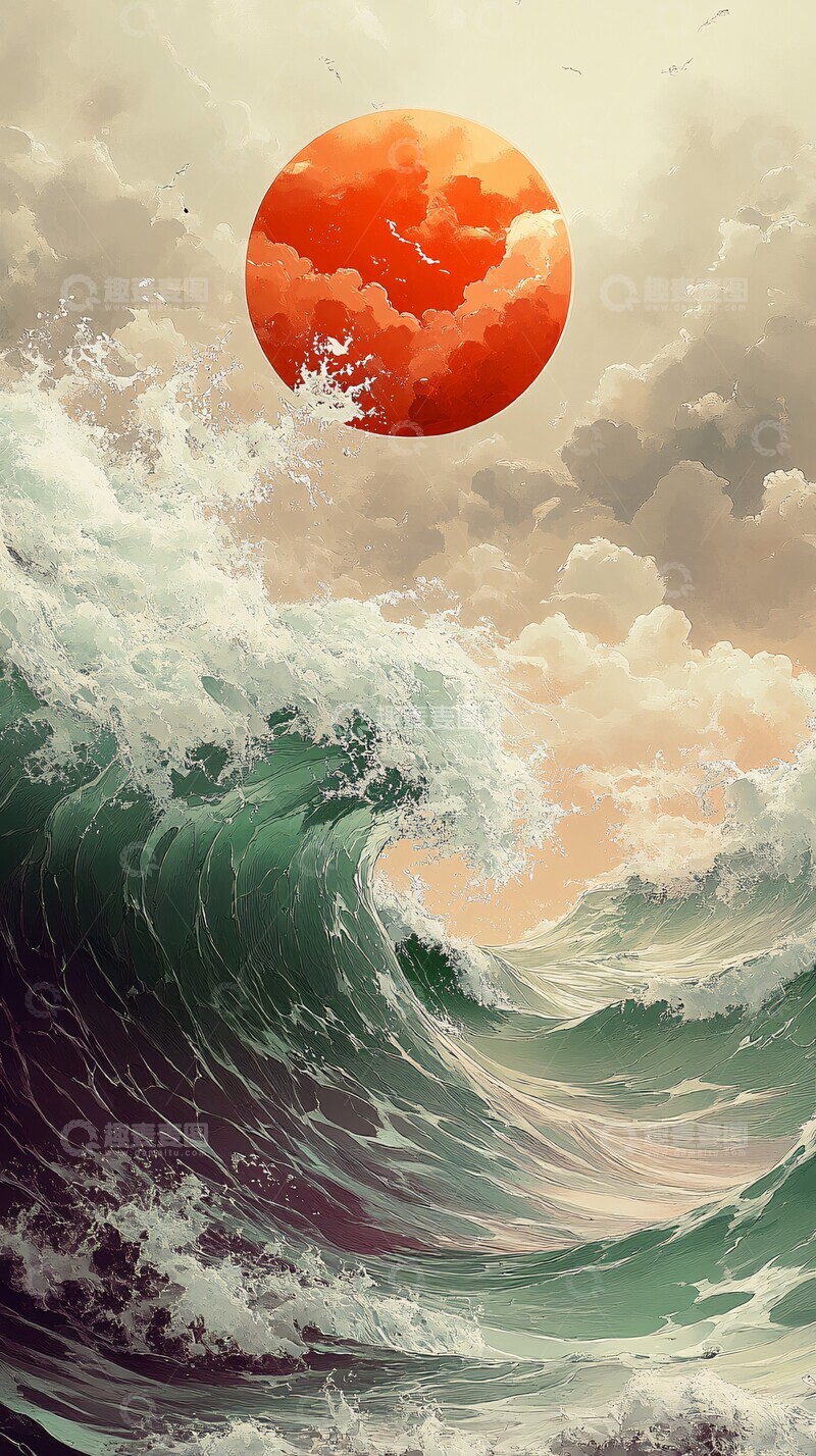 高清大图下载【趣麦麦图】波涛日出日出太阳天空1