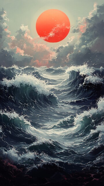 波涛日出日出太阳天空2