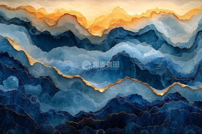 高清大图下载【趣麦麦图】龙形波纹山水画3