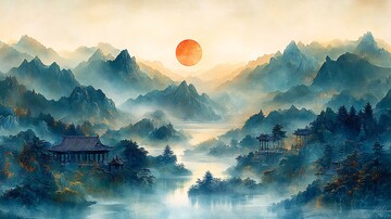 青绿山水刺绣图2