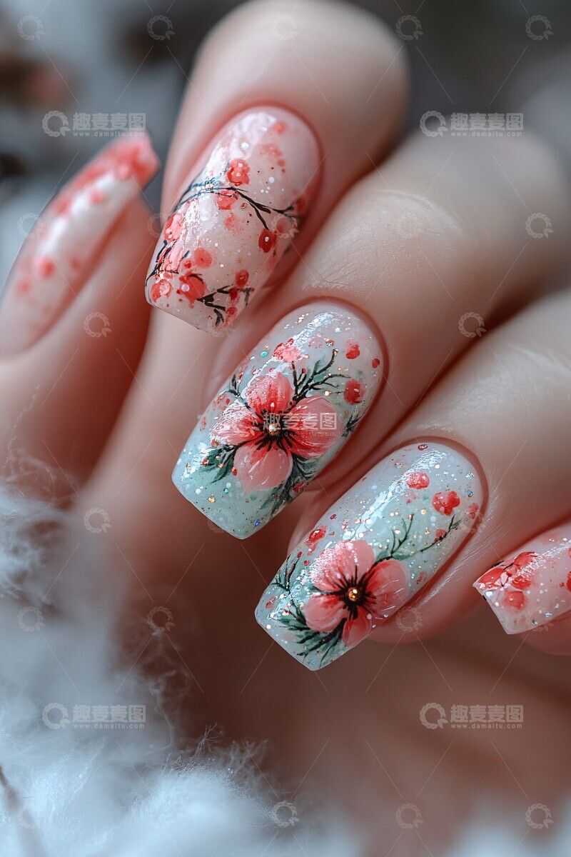 高清大图下载【趣麦麦图】柠檬树花美甲2