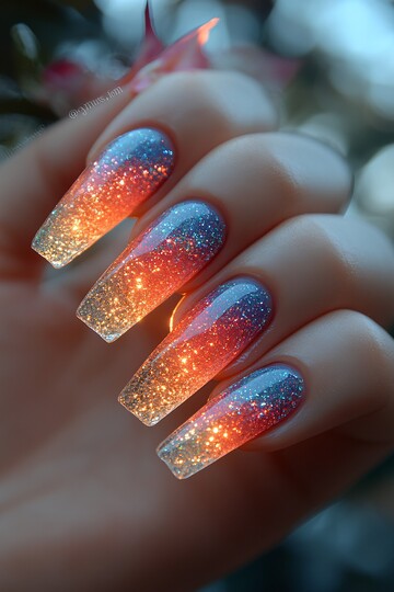 水滴彩虹光指甲设计2