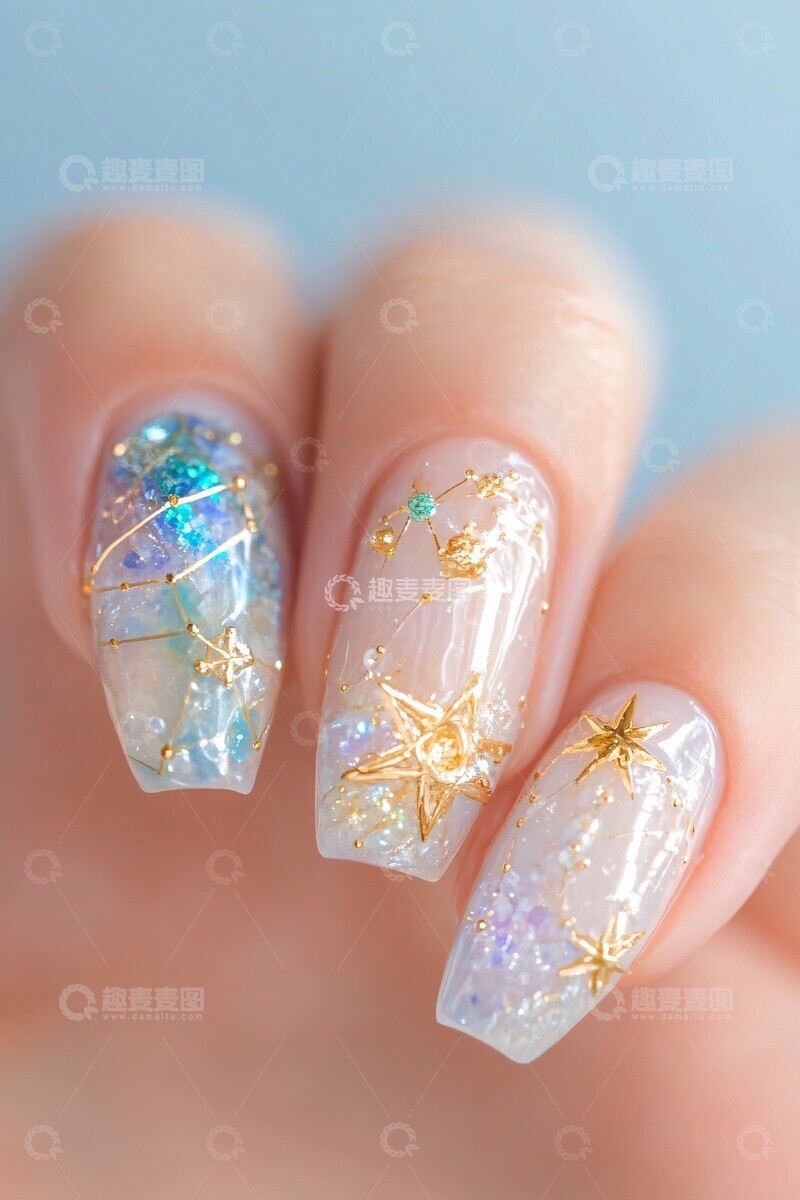 高清大图下载【趣麦麦图】宇宙银河美甲1