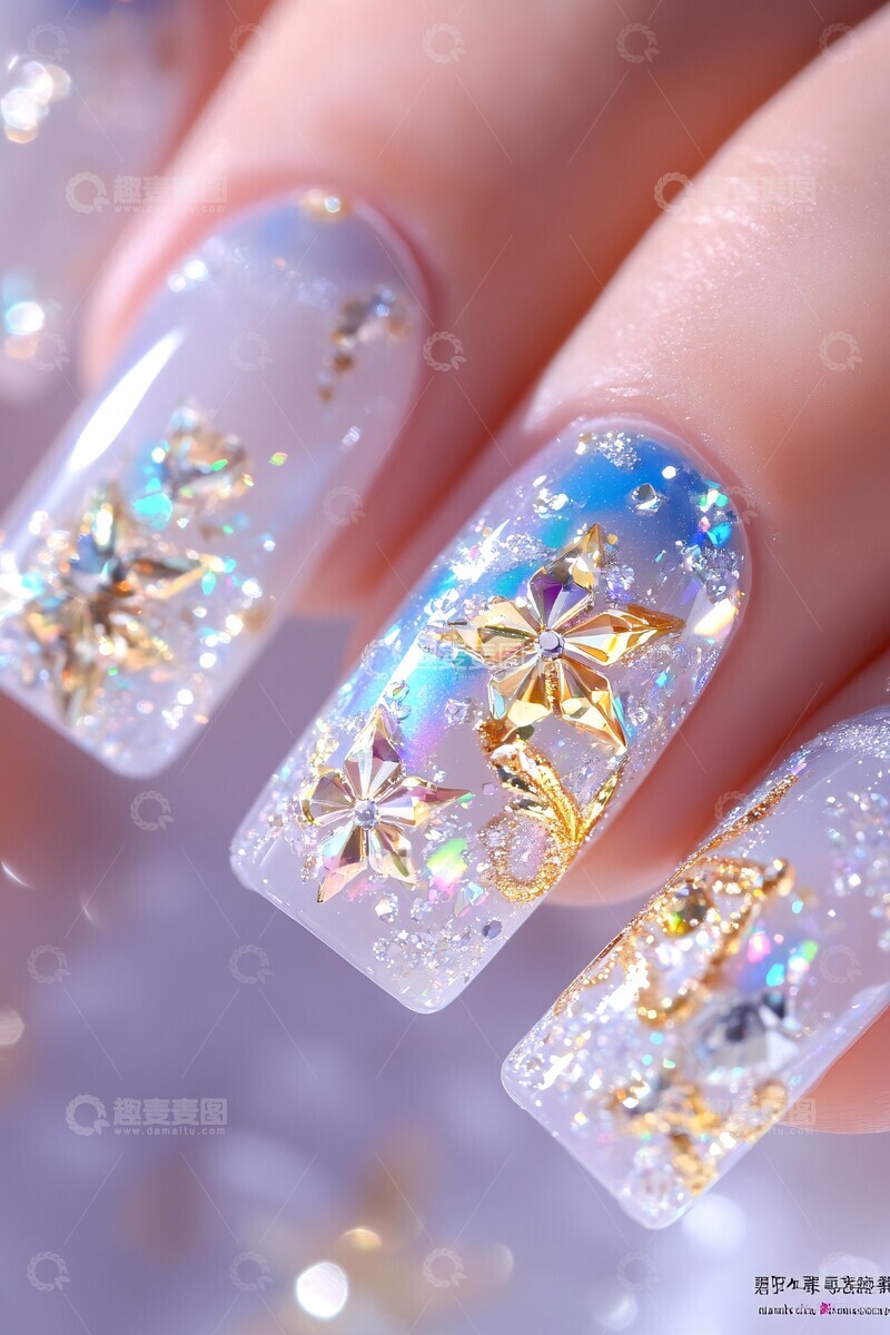 高清大图下载【趣麦麦图】冬日钻石霜指甲