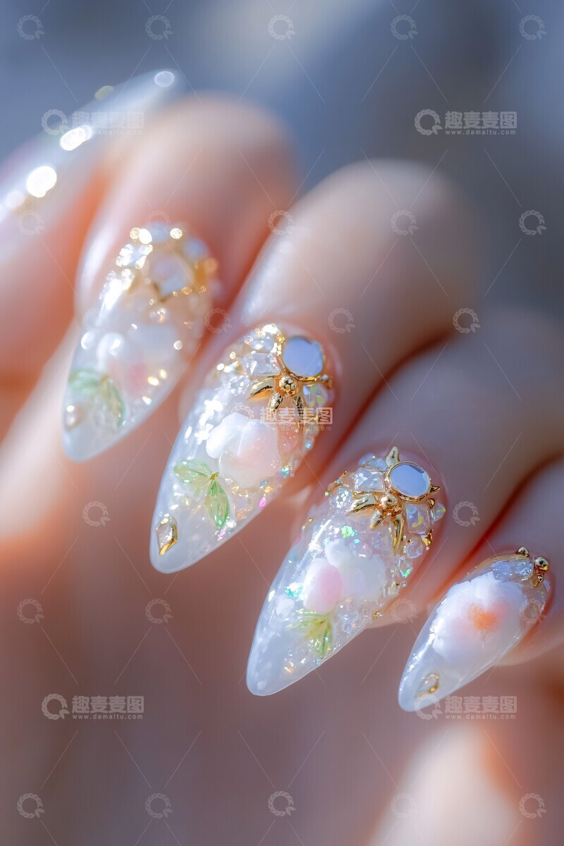 高清大图下载【趣麦麦图】草莓樱花指甲艺术3