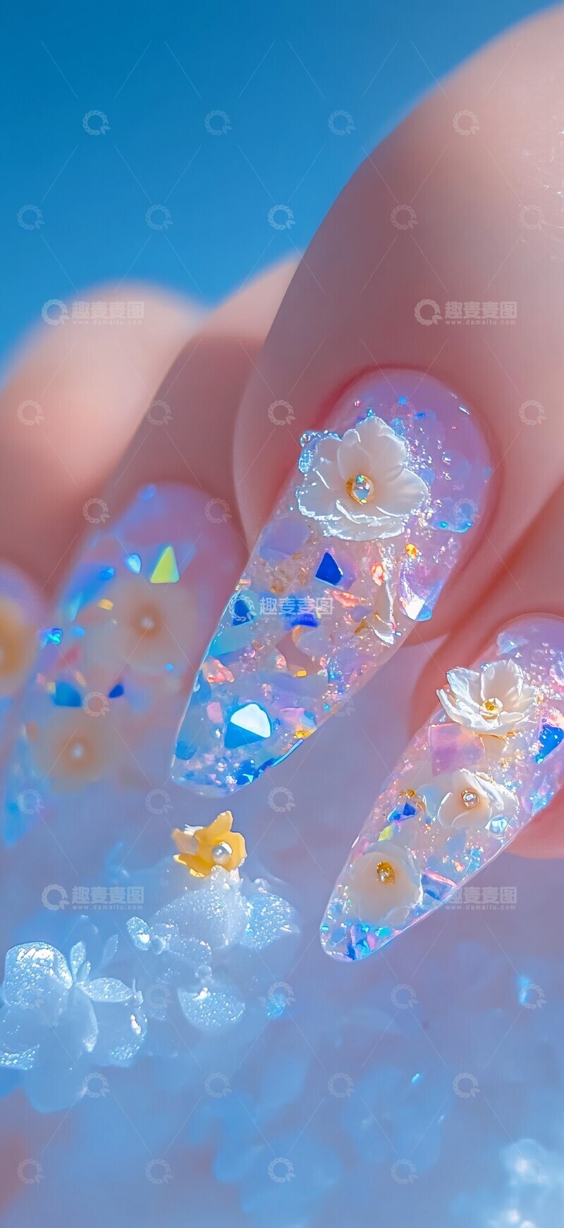 紫阳花干花美甲2