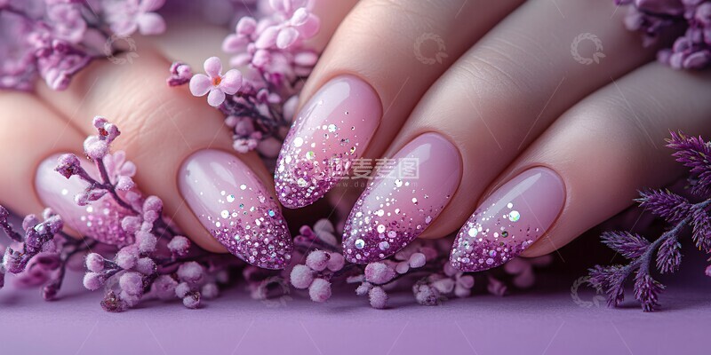 高清大图下载【趣麦麦图】紫色宝石花艺美甲3
