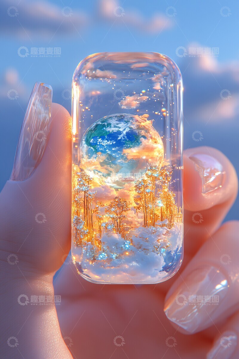 高清大图下载【趣麦麦图】地球玻璃指甲艺术1