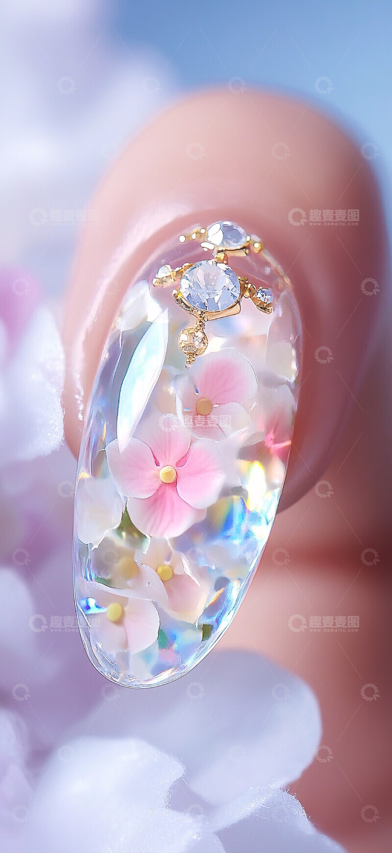 紫阳花干花美甲3