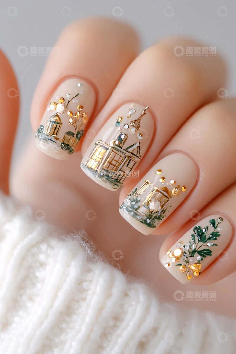 办公室工作美甲1