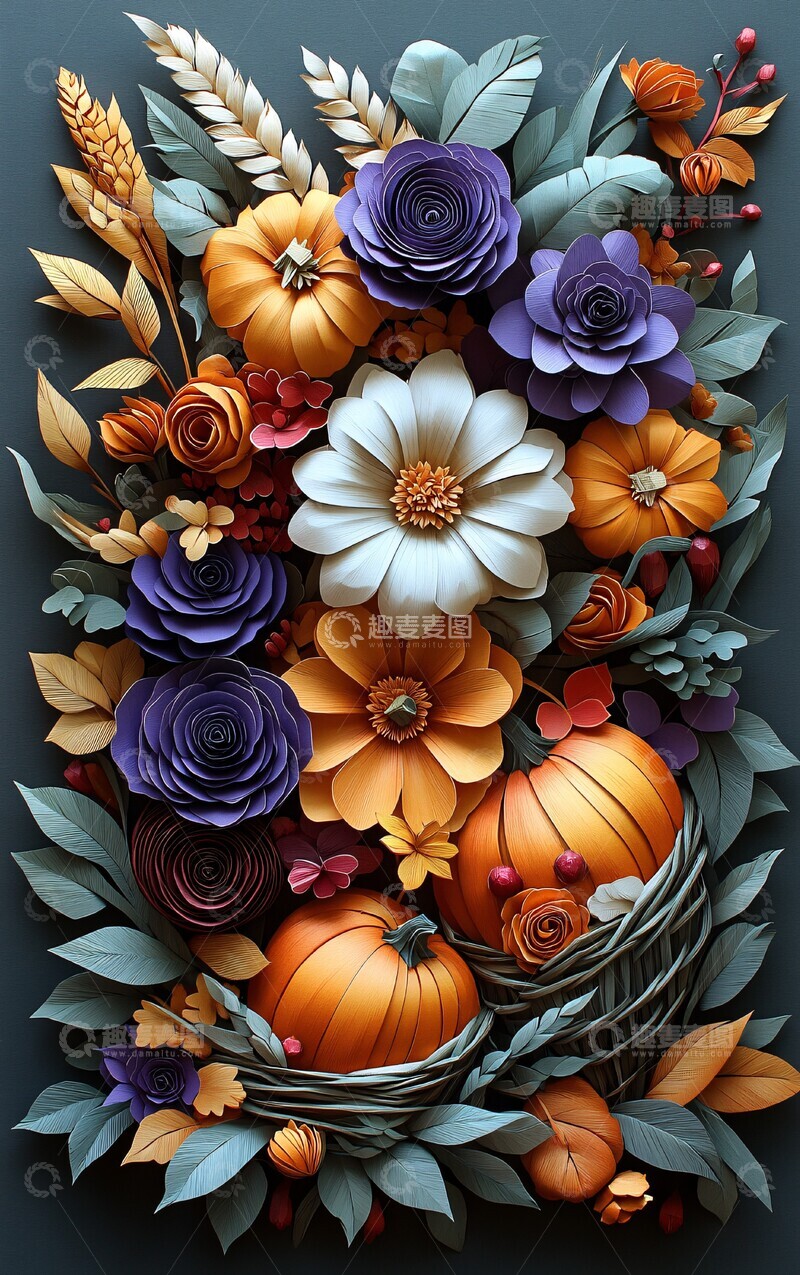 高清大图下载【趣麦麦图】南瓜编织秋意浓1