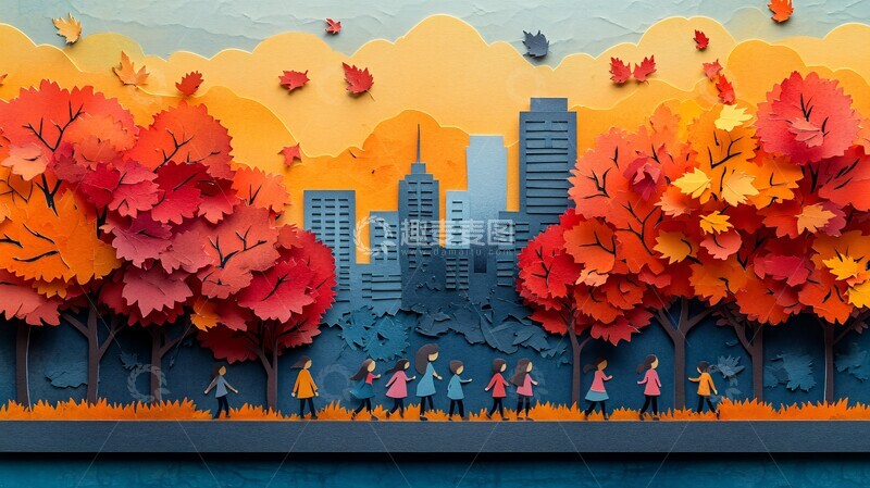 高清大图下载【趣麦麦图】学校出口秋树