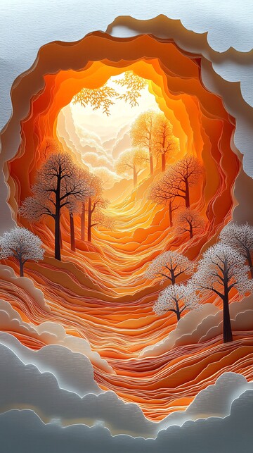 秋日拱门剪纸图1