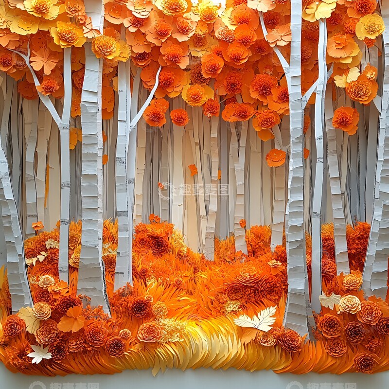 高清大图下载【趣麦麦图】纸板森林四季色2