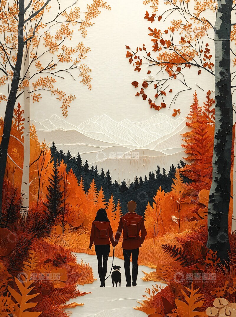 高清大图下载【趣麦麦图】纸艺森林一家人1