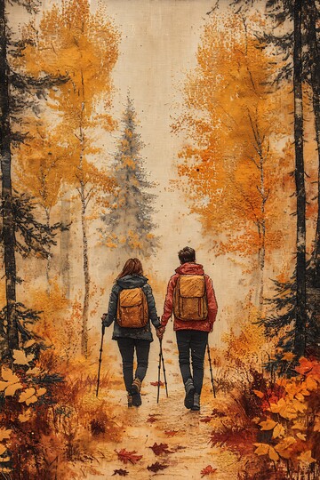 秋日森林徒步情侣1