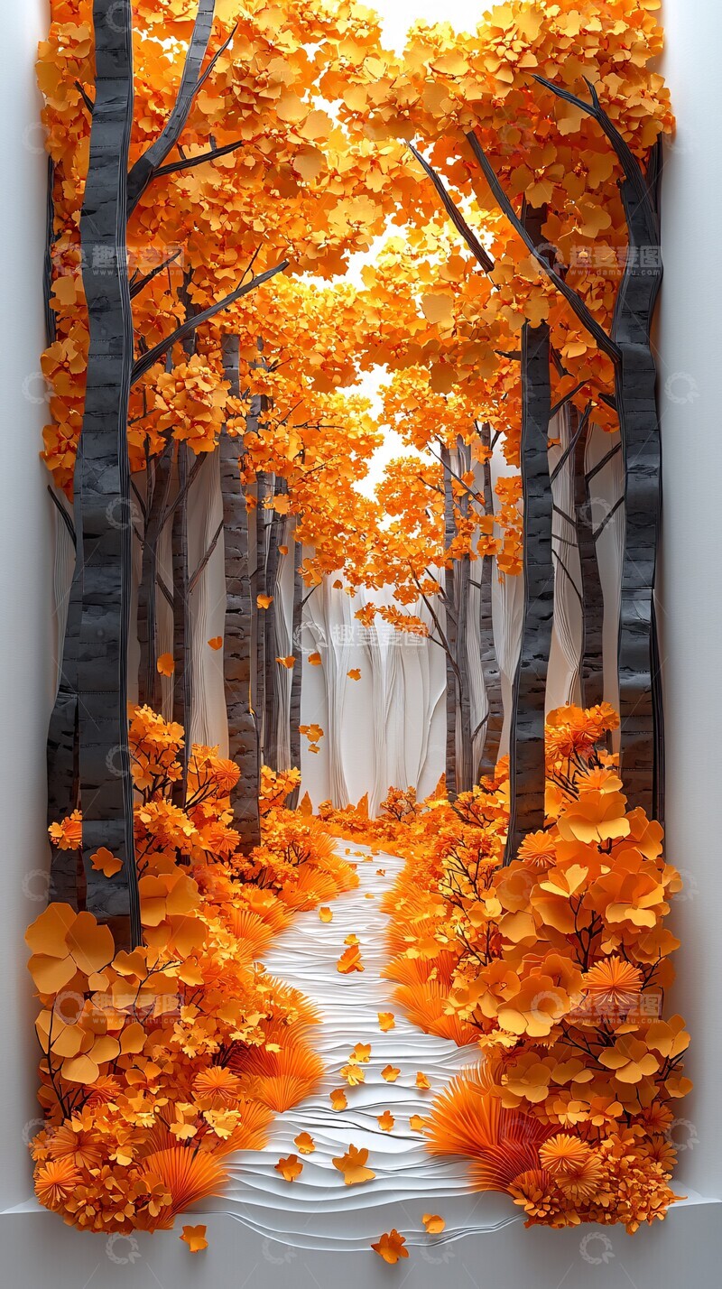 高清大图下载【趣麦麦图】秋日纸艺立体图1