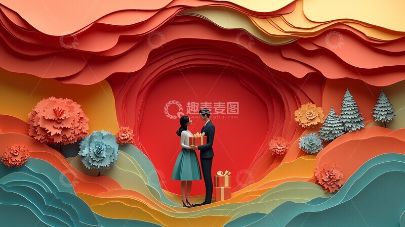 高清大图下载【趣麦麦图】情侣赠送礼盒图2