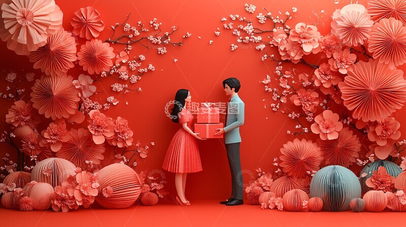 高清大图下载【趣麦麦图】情侣赠送礼盒图1