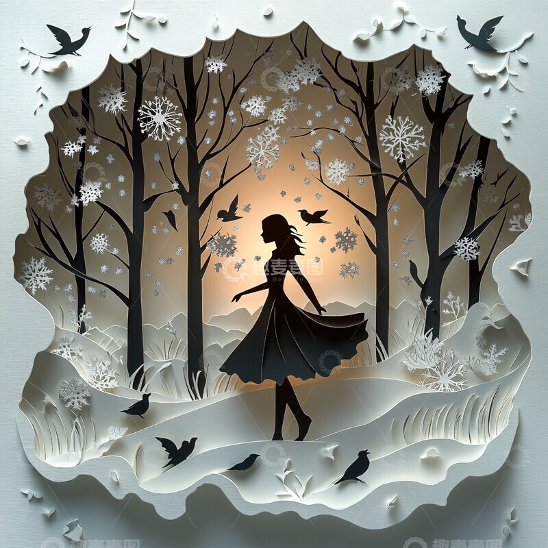 高清大图下载【趣麦麦图】冬日森林中的女人2