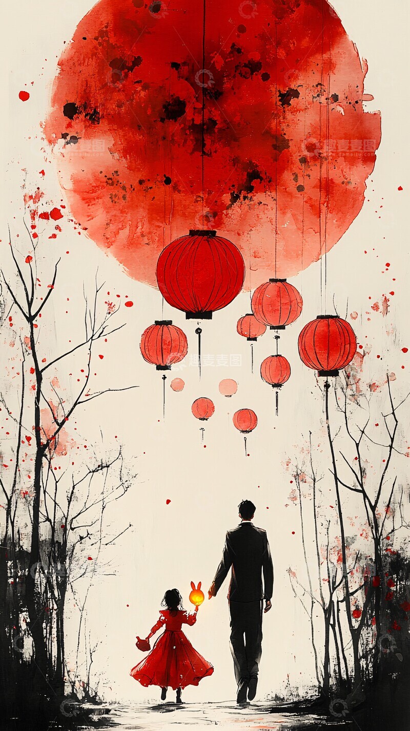 高清大图下载【趣麦麦图】兔子灯笼与纸剪1