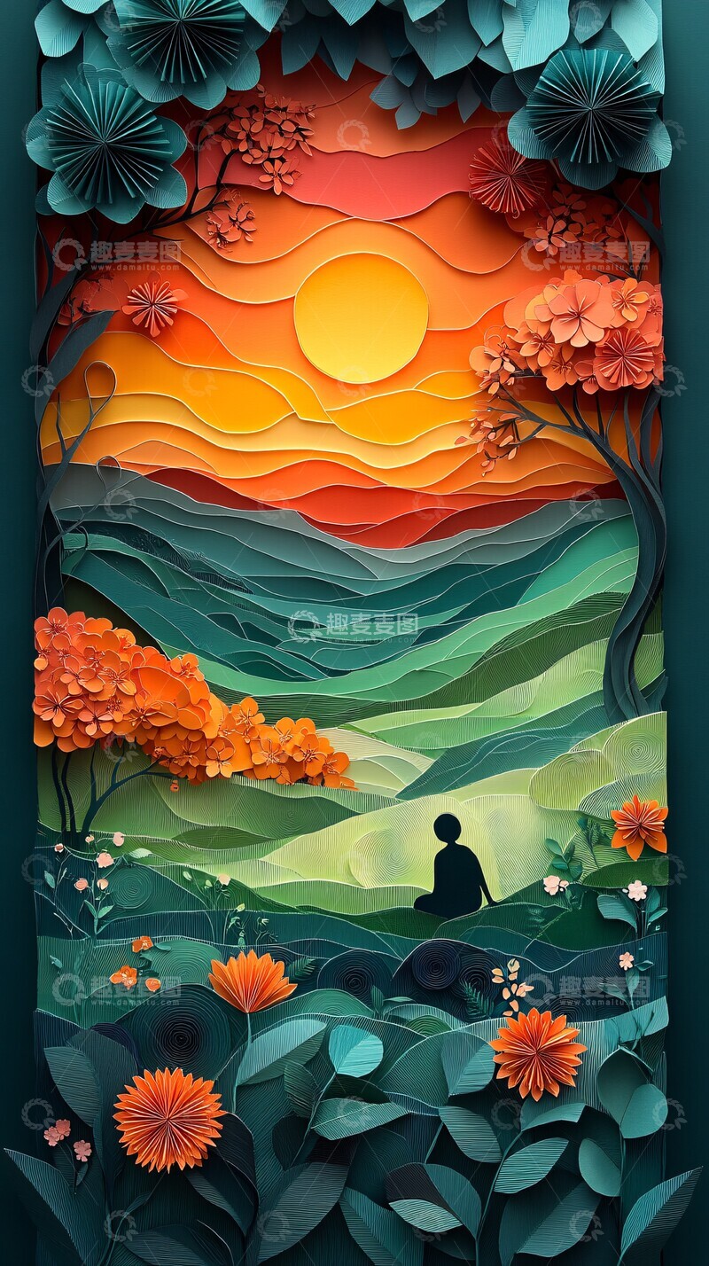 高清大图下载【趣麦麦图】夕阳下的亲子时光2