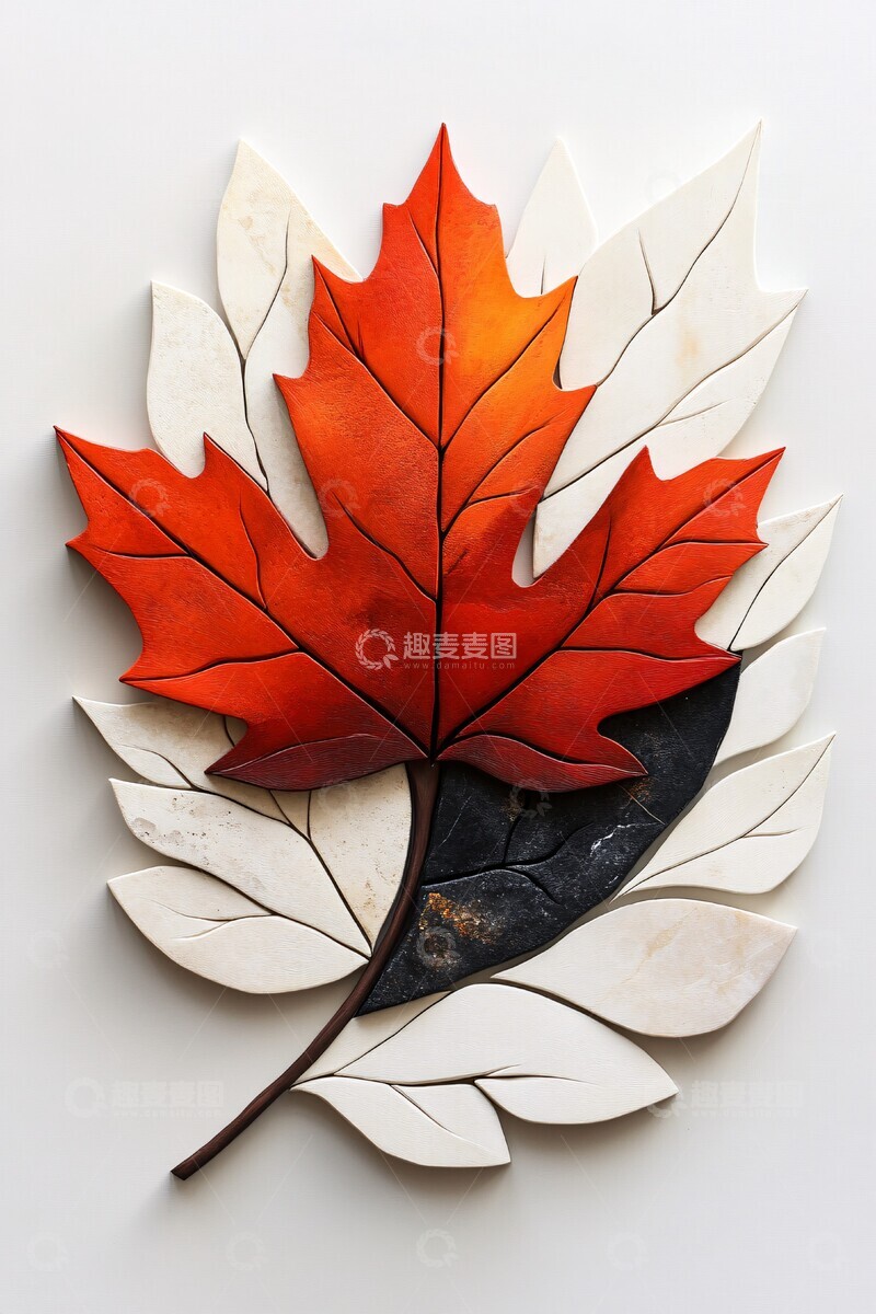 高清大图下载【趣麦麦图】秋叶立体抽象艺术2