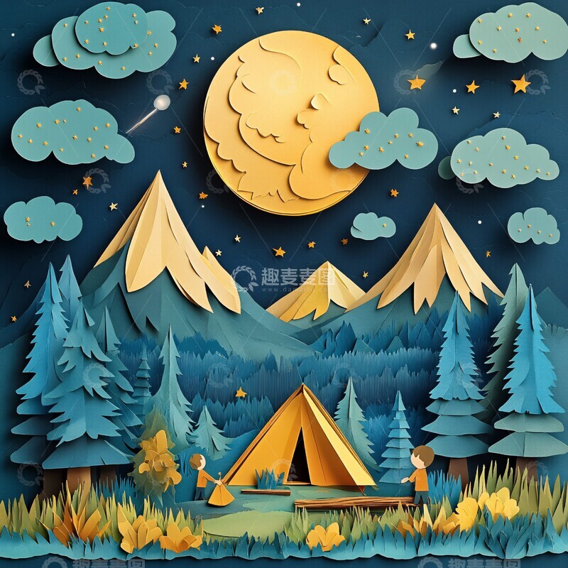 高清大图下载【趣麦麦图】月光下的营地2