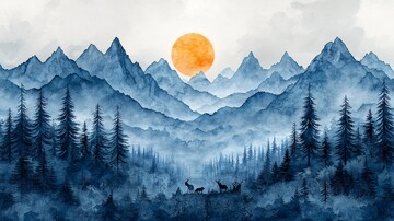 高山绿林层叠景