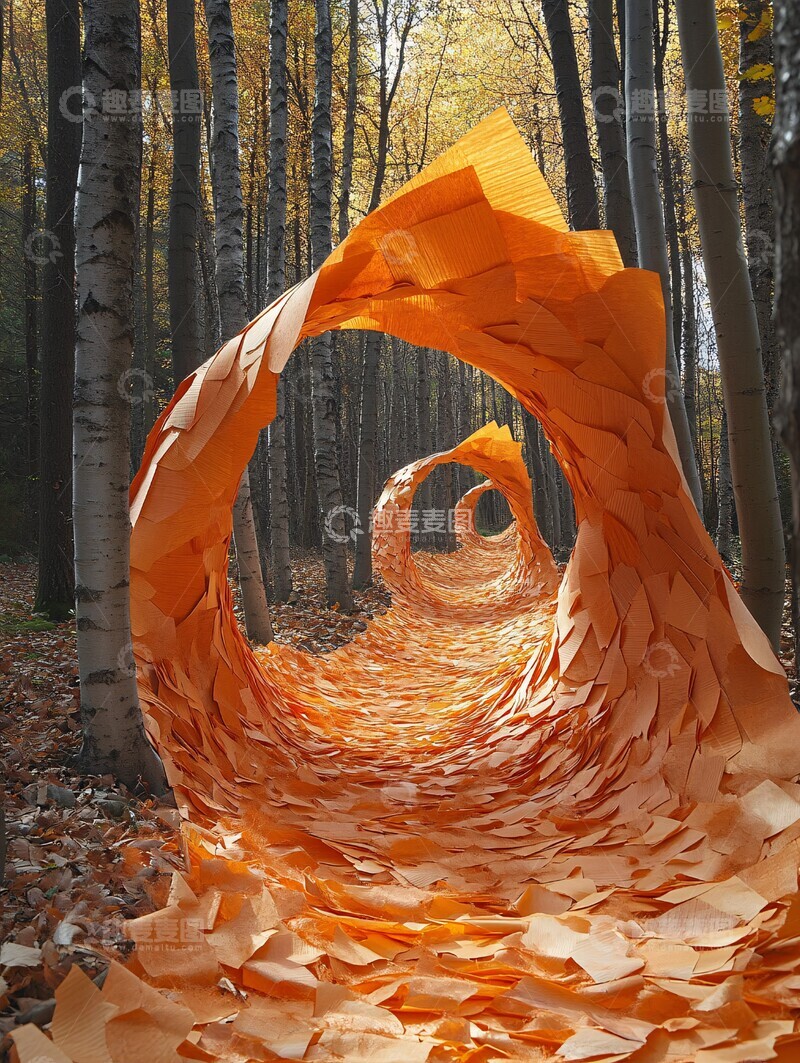 高清大图下载【趣麦麦图】秋叶纸艺森林2