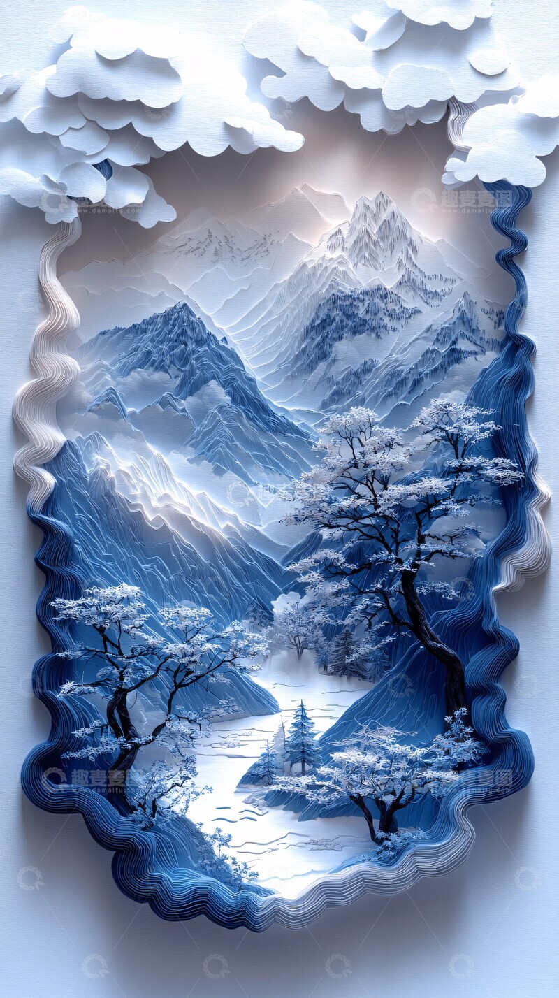 高清大图下载【趣麦麦图】冬日纸艺剪纸3