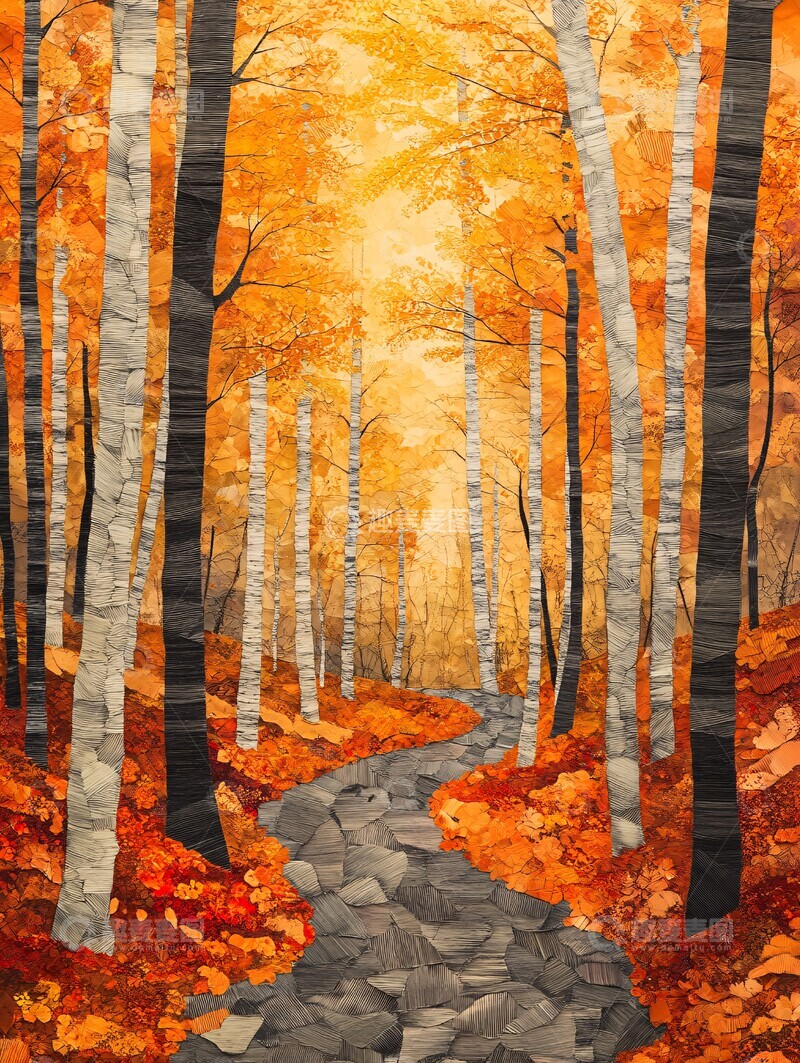 高清大图下载【趣麦麦图】秋叶纸艺森林3