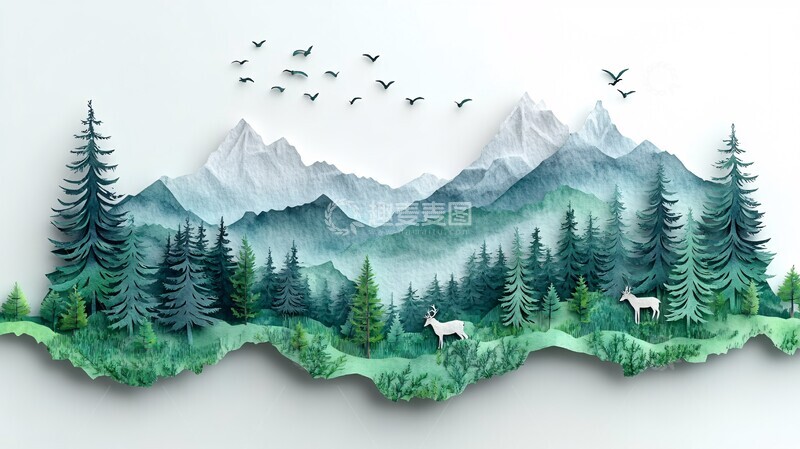 高清大图下载【趣麦麦图】高山绿林层叠景1