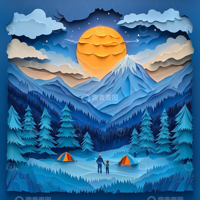 高清大图下载【趣麦麦图】月光下的营地1