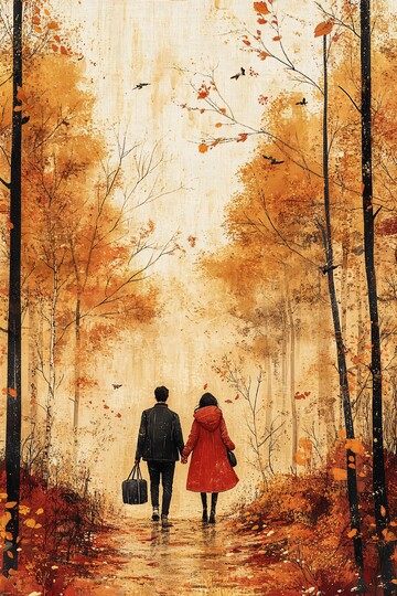 秋日森林情侣漫步3