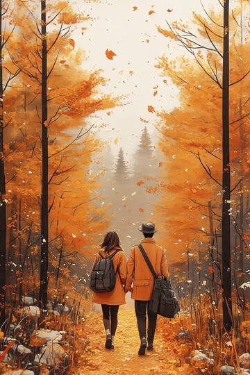 秋日森林情侣漫步4