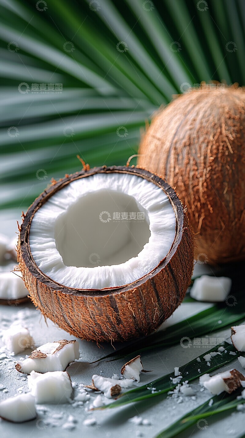 高清大图下载【趣麦麦图】椰子切面与椰肉3