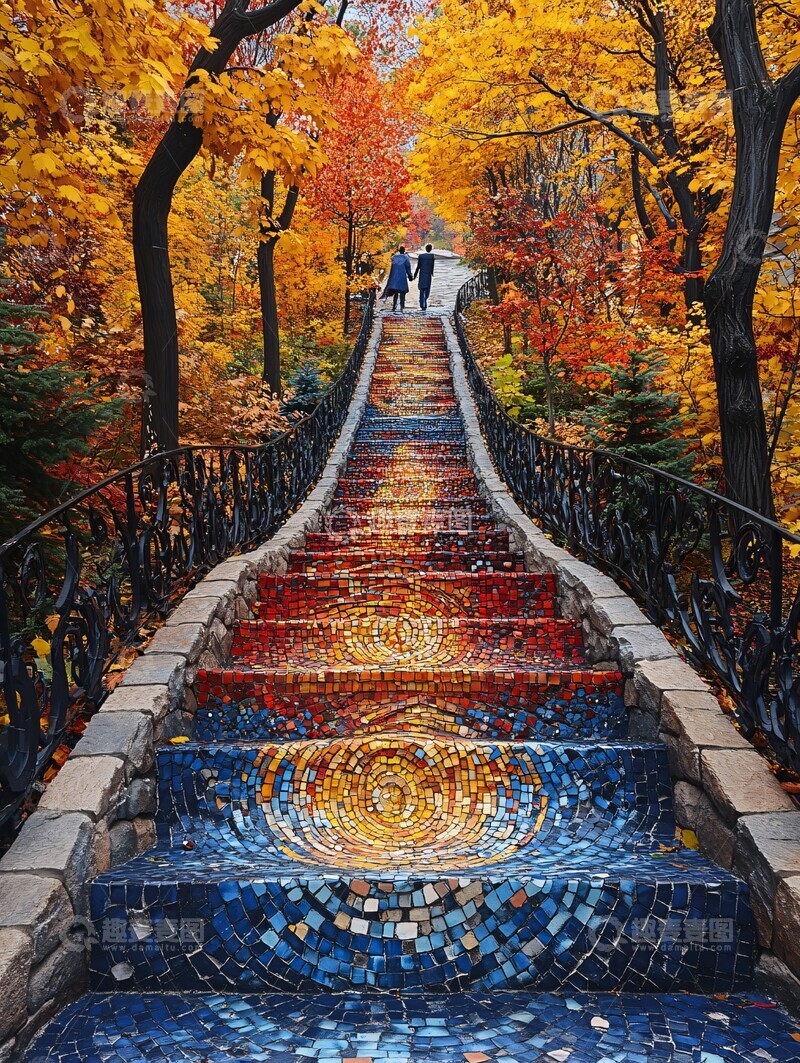 高清大图下载【趣麦麦图】秋叶街头壁画3