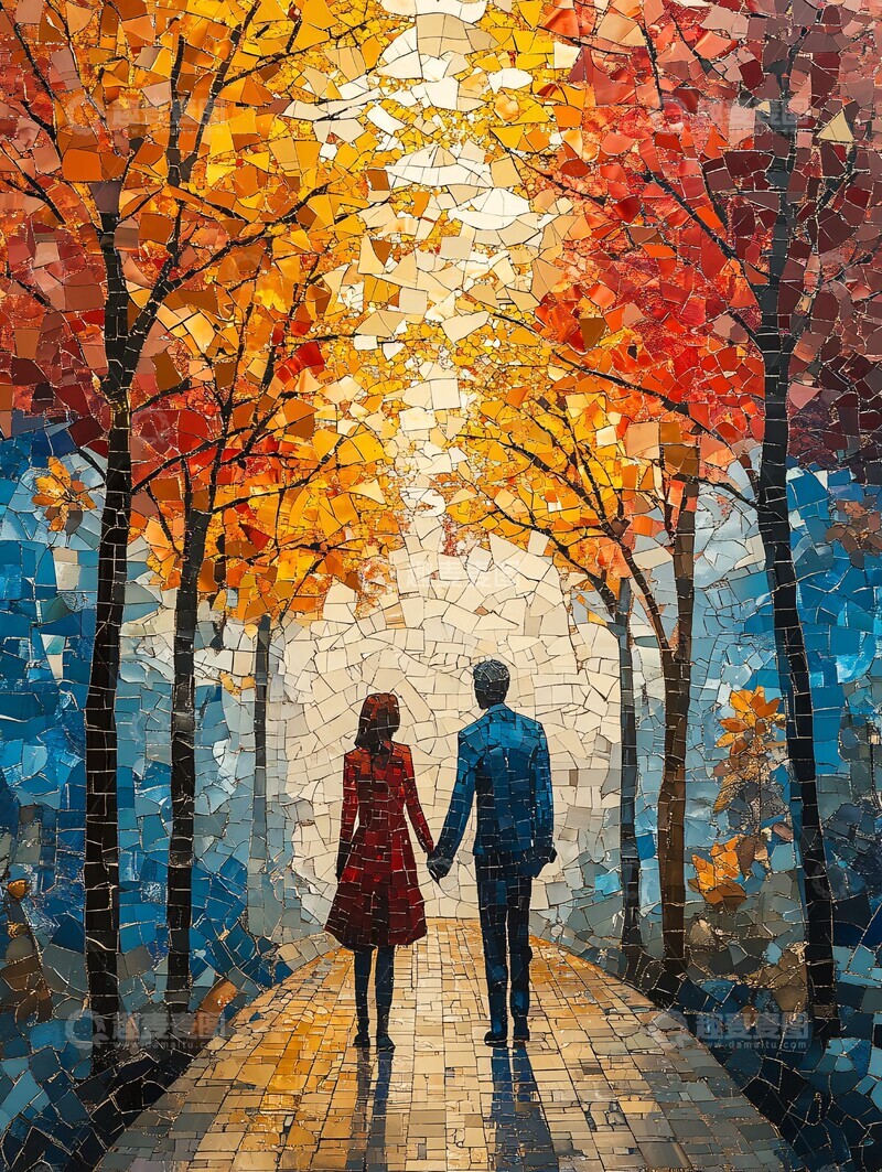 高清大图下载【趣麦麦图】秋叶街头壁画1