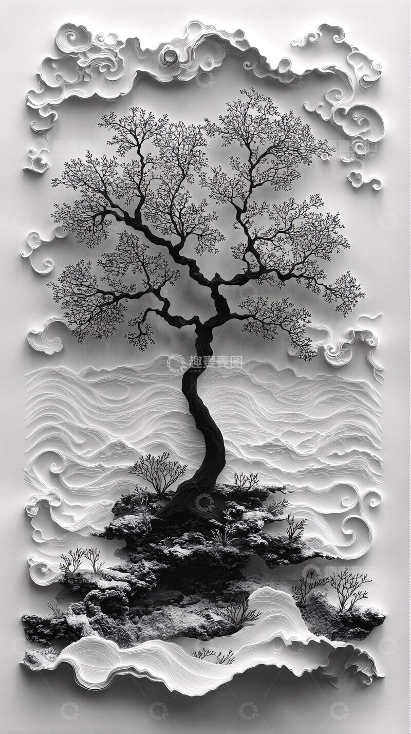 高清大图下载【趣麦麦图】树纸雕植物边框