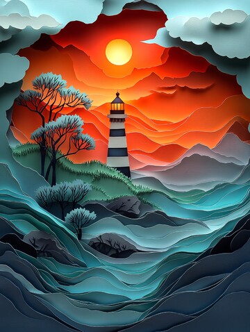 魔法海景剪纸