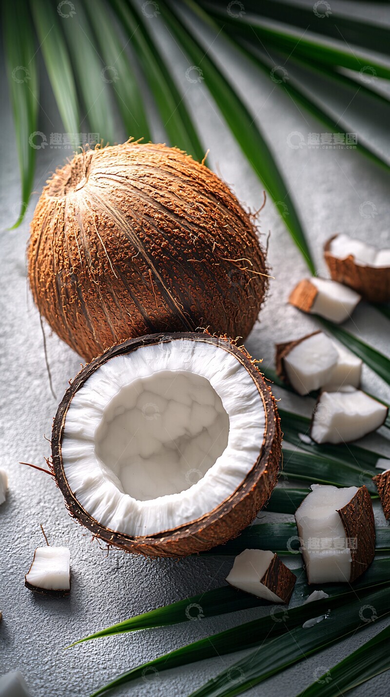 高清大图下载【趣麦麦图】椰子切面与椰肉1