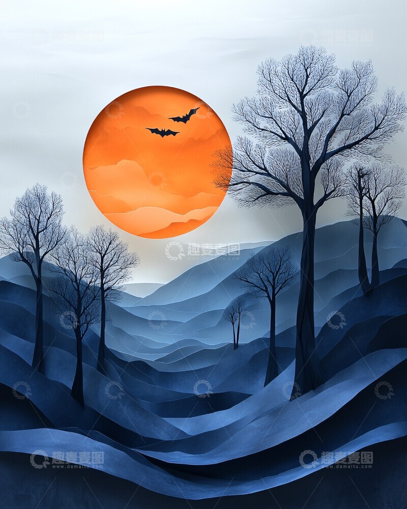 高清大图下载【趣麦麦图】纸艺万圣节场景3