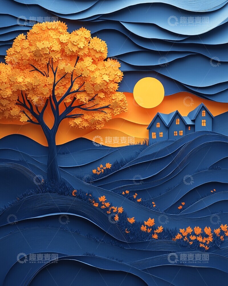 高清大图下载【趣麦麦图】纸艺万圣节场景1